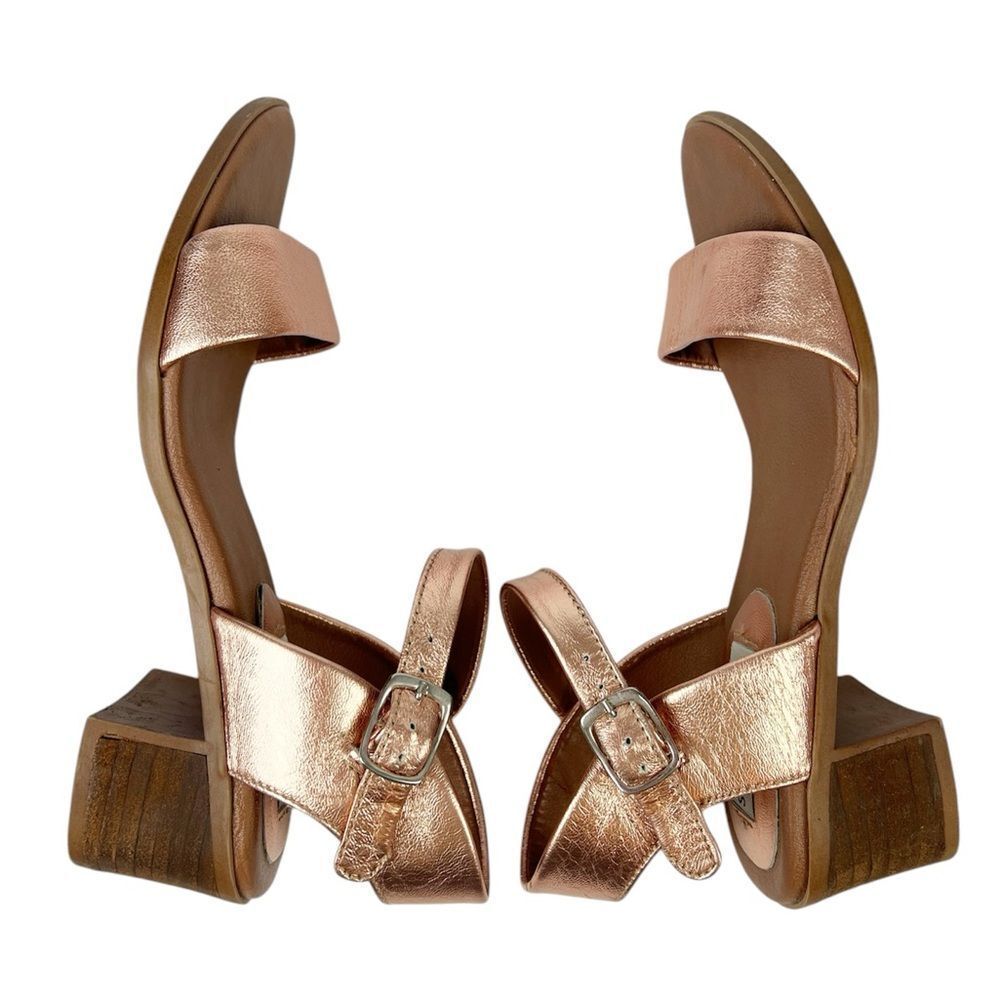 Steve Madden April Rose Gold Brown Chunky Sandals Block Heel Ankle Strap 7.5 - Picture 10 of 13